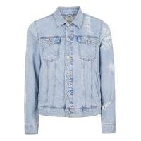 Mens Blue Distressed Denim Jacket, Blue