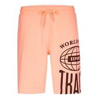 Mens Neon Orange Print Jersey Shorts, Orange