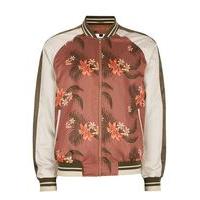 Mens Brown Tropical Stripe Lightweight Bomber Jacket, Brown