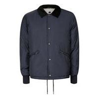 Mens Blue Navy Faux Shearling Lined Coach Jacket, Blue