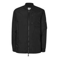 Mens LTD Black Faux Shearling Lined Bomber Jacket, Black