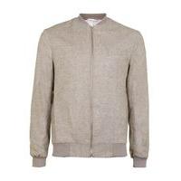 mens beige stone wool blend tailored bomber jacket beige