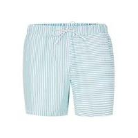 Mens Green Stripe Spliced Swim Shorts, Green