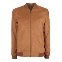 mens brown tan faux suede smart bomber jacket brown