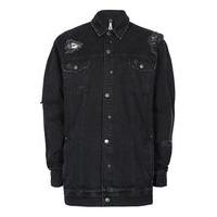 mens aaa black distressed longline denim jacket black