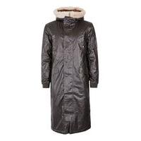 Mens Green Khaki Faux Fur Lined Extreme Longline Parka, Green