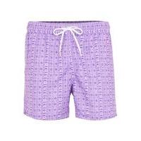Mens Pink And Purple Tropical Print Swim Shorts, Pink