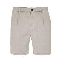 Mens Grey Pleated Slim Cotton Shorts, Grey