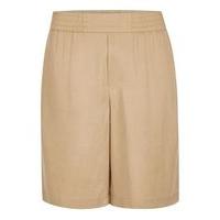 Mens Brown Stone Tencel Long Length Shorts, Brown