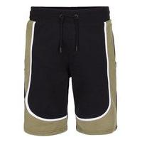 mens green jog on khaki panel shorts green