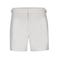 Mens TOPMAN PREMIUM Light Grey Fixed Waist Swim Shorts, Grey