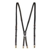 Mens Black Leather Braces, Black