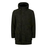 Mens Green Khaki Camouflage Textured Parka, Green
