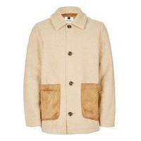 Mens Brown Faux Shearling Jacket, Brown