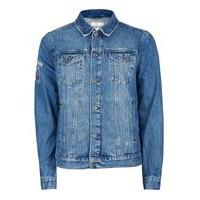 mens blue embroidered denim jacket blue