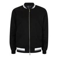 Mens Black and White Stripe Smart Bomber Jacket, Black