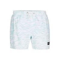 mens nicce white and green wave swim shorts white