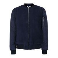 Mens Blue Navy Bomber Jacket containing Wool, Blue