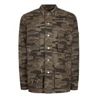 Mens Multi AAA Camouflage Distressed Field Jacket, Multi