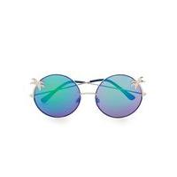 Mens Round Blue Revo Palm Tree Sunglasses, Blue