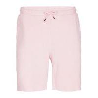 Mens Pink Waffle Textured Raw Edge Jersey Shorts, Pink