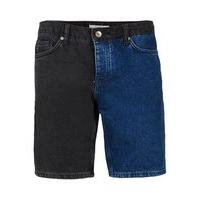mens blue indigo and black spliced slim denim shorts blue