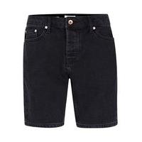 mens washed black slim denim shorts black