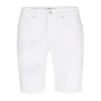 mens white rip raw denim shorts white