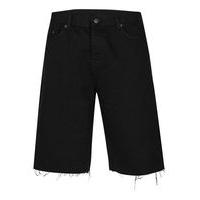 mens aaa black raw edge long length shorts black