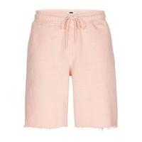 Mens Washed Pink Raw Edge Jersey Shorts, Pink