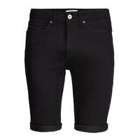 Mens Black Spray On Skinny Denim Shorts, Black