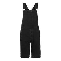 mens black denim dungaree shorts black