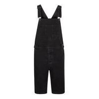 Mens Black Denim Short Dungarees, Black