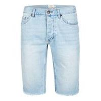 mens light blue raw edge denim shorts light blue