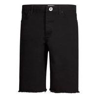 Mens Black Oversized Denim Shorts, Black