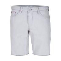 mens grey raw edge slim denim shorts grey