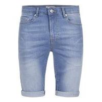 Mens Light Blue Spray On Skinny Shorts, Blue