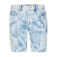 mens light blue bleach wash blue slim denim shorts light blue