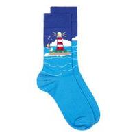 Mens Blue Lighthouse Socks, Blue