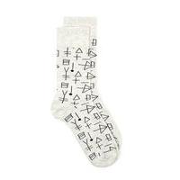 Mens Cream Ecru Marl Geometric Pattern Socks, Cream