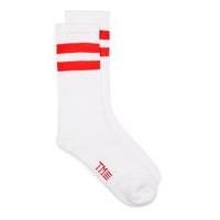 Mens White And Red Stripe Tube Socks, White