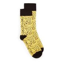 Mens Yellow Banana Bunch Socks, Yellow