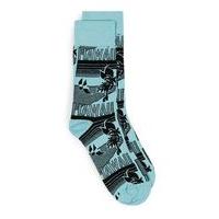 Mens Black Blue Hawaii Socks, Black