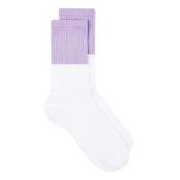 Mens White and Lilac Colourblock Tube Socks, White