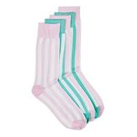 Mens Pink Assorted Colour Stripe Socks 5 Pack, Pink