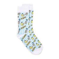 Mens White Fresh Lemon Check Socks, White