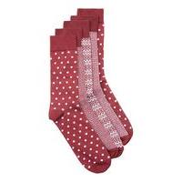 Mens Burgundy Assorted Pattern Socks 5 Pack, Burgundy