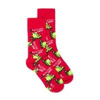 Mens Red Mistletoad Christmas Socks, Red