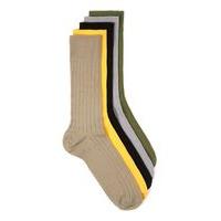 Mens Multi Assorted Colour Ribbed Textured Socks 5 Pack, Multi