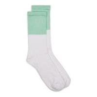 Mens Multi White and Mint Green Colour Block Tube Socks, Multi